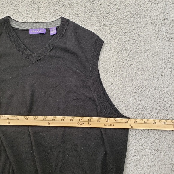 Alan Flusser Sweater Mens XL Black Wool V-Neck Sleeveless Vest‎ Golf Lightweight - Picture 12 of 14